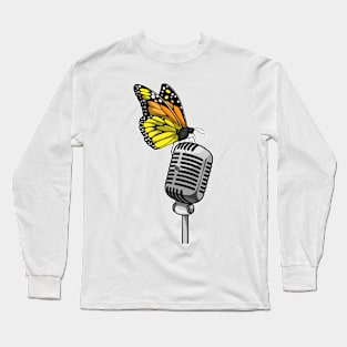 Butterfly Singer Microphone Music Long Sleeve T-Shirt